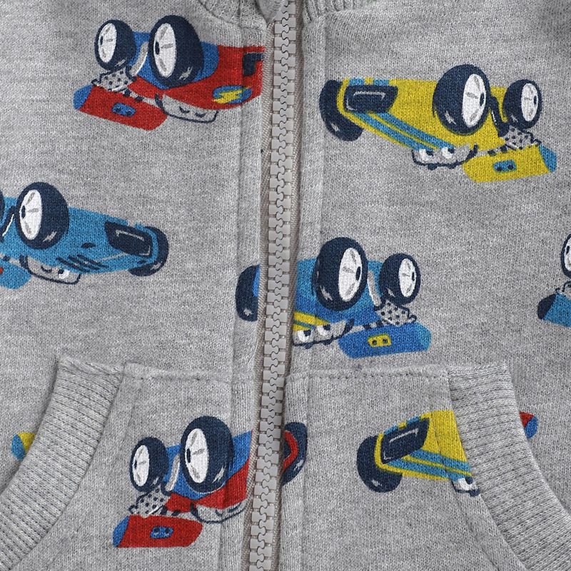 Boys Grey Printed French Terry Cardigan image number null